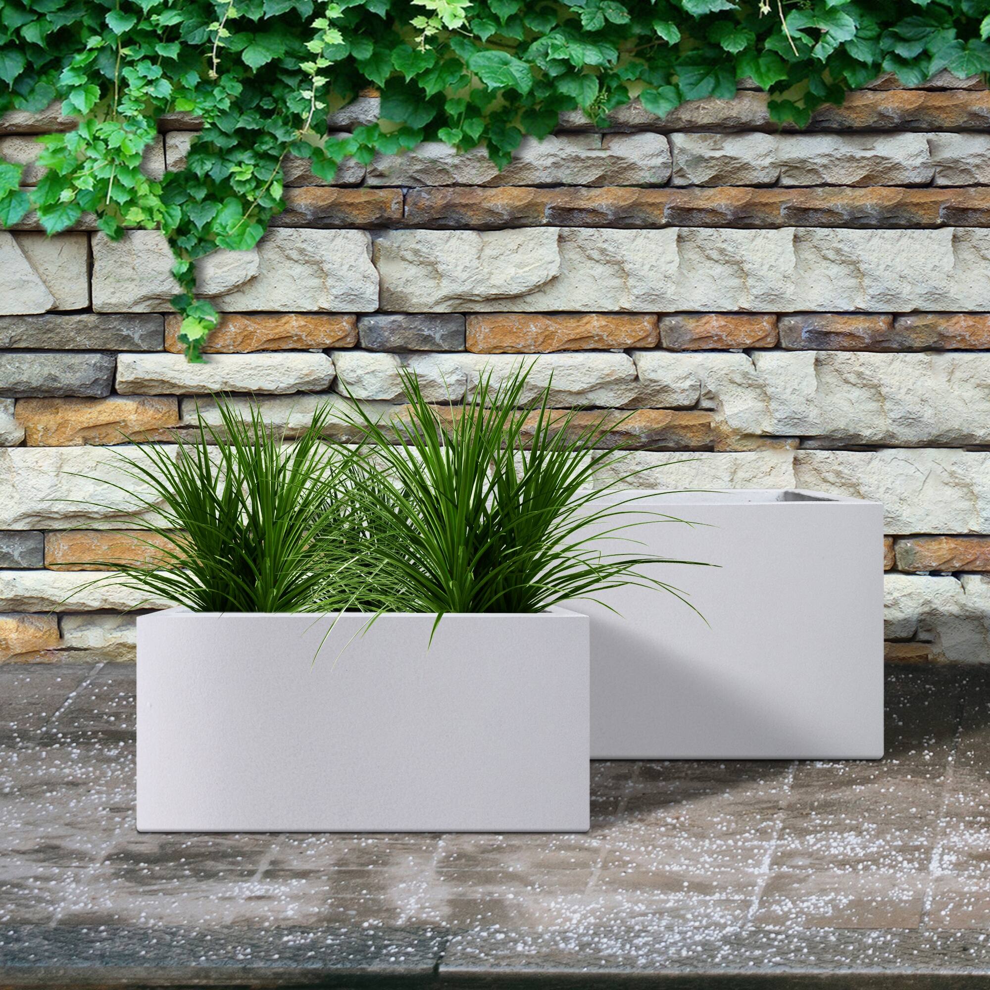 Kante 31", 23" Long Rectangular Lightweight Pure White Concrete Metal